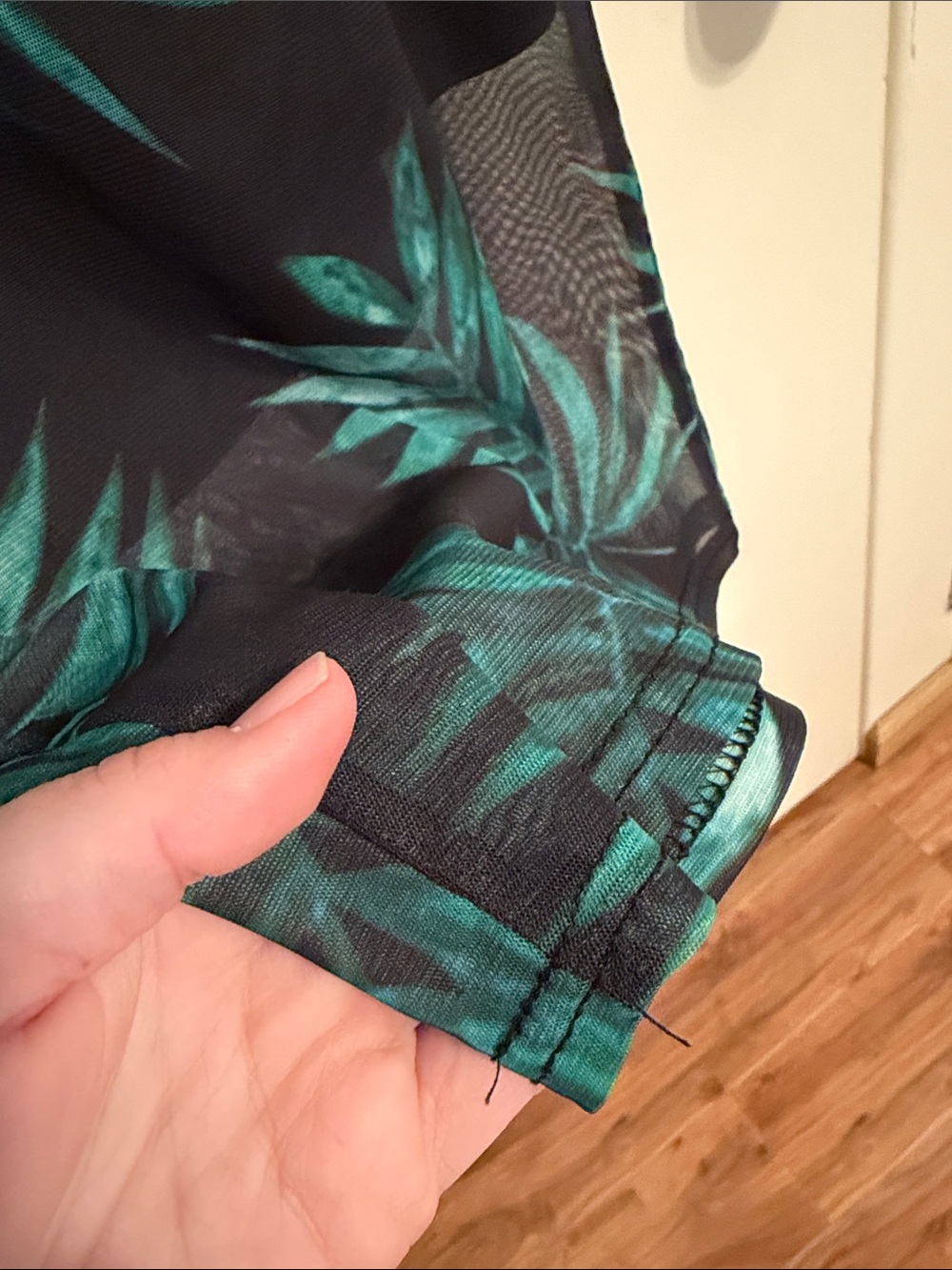 Slip Midi Dress with Green Tropical Leaf Print - Picture 5 of 6